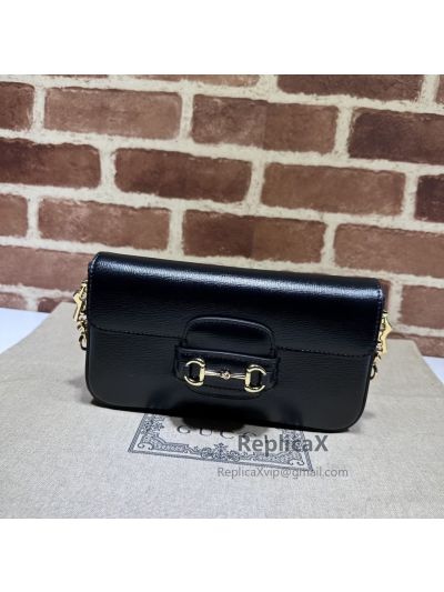 Gucci Horsebit 1955 Leather Small Chain Bag in Black 677286 620855