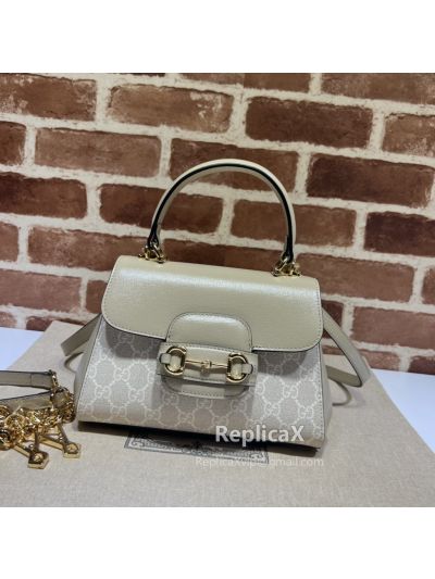 Gucci Horsebit 1955 Mini Bag Beige White GG Canvas 703848 620809