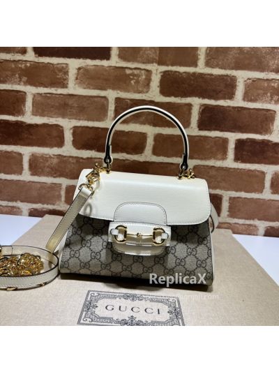 Gucci Horsebit 1955 Mini Bag Beige White GG Canvas 703848 620810