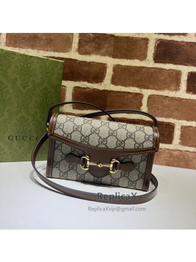 Gucci Horsebit 1955 Mini Bag in Beige and Ebony GG Supreme Canvas 699296 620764