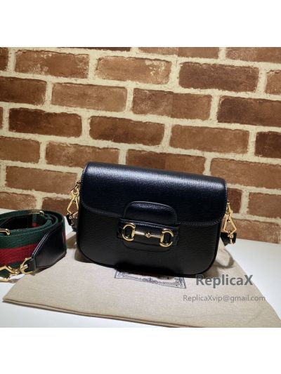 Gucci Horsebit 1955 Mini Crossbody Bag in Black Calf Leather 658574 621212