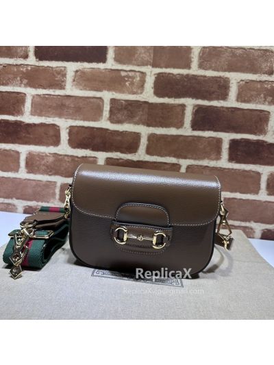 Gucci Horsebit 1955 Mini Shoulder Bag in Brown Calfskin 658574