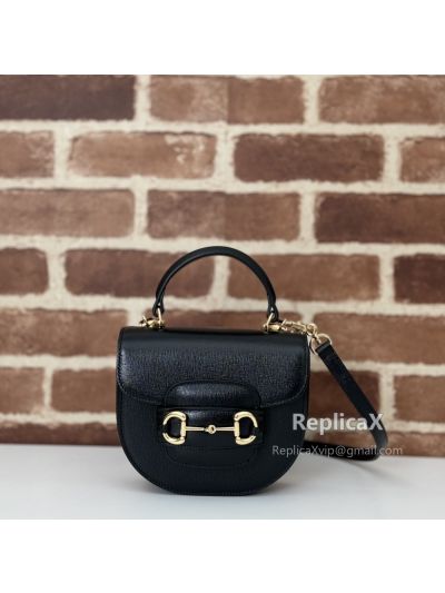 Gucci Horsebit 1955 Mini Top Handle Bag in Black Leather 703848 620867