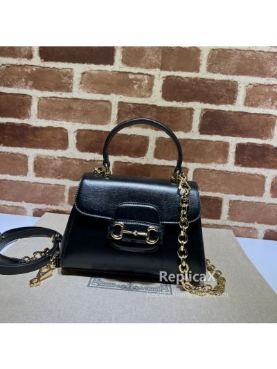 Gucci Horsebit 1955 Mini Top Handle Bag in Black Leather 703848 620968