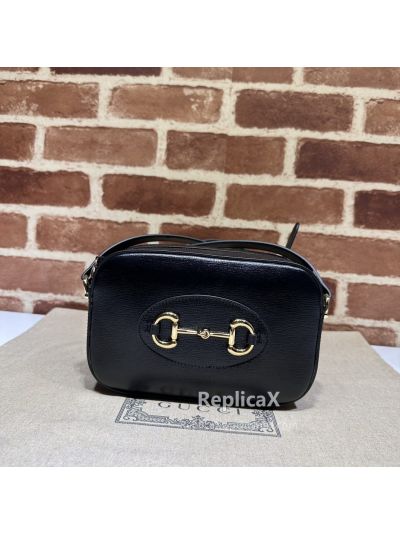 Gucci Horsebit 1955 Small Shoulder Bag Crossbody Bag Black Leather 760196