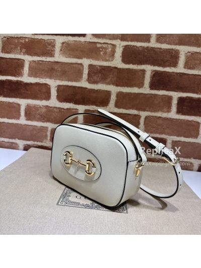 Gucci Horsebit 1955 Small Shoulder Bag Crossbody Bag White Leather 760196