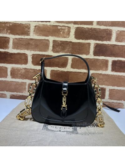 Gucci Jackie 1961 Mini Hobo Shoulder Bag Black Patent Leather 699651