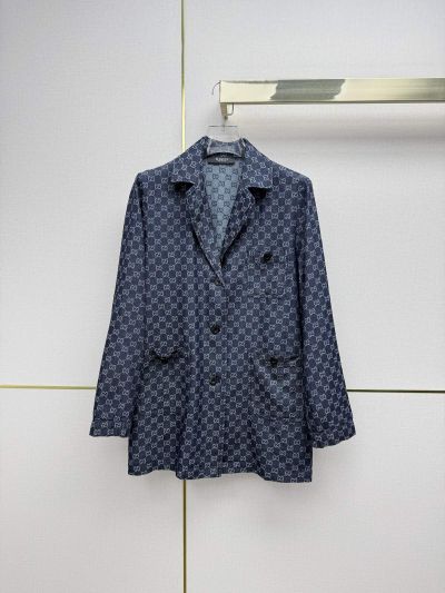 Gucci Jacquard Denim Blazer in Navy