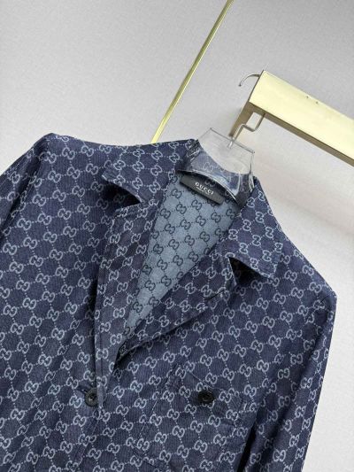 Gucci Jacquard Denim Blazer in Navy