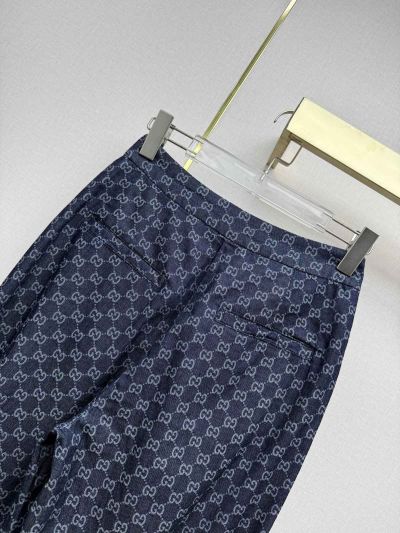 Gucci Jacquard Denim Pants in Navy and White