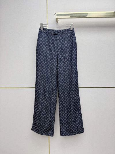 Gucci Jacquard Denim Pants in Navy and White