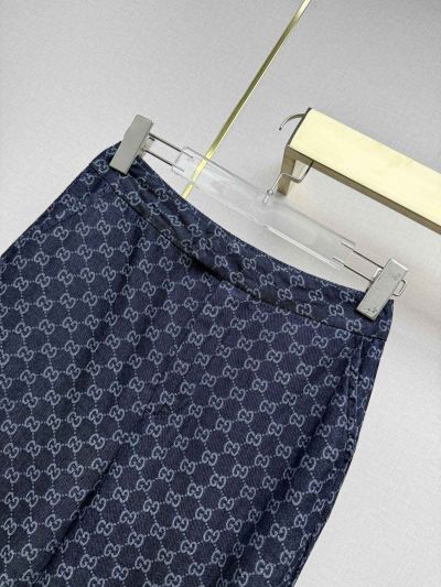 Gucci Jacquard Denim Pants in Navy and White