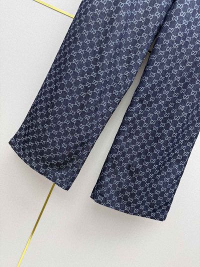 Gucci Jacquard Denim Pants in Navy and White