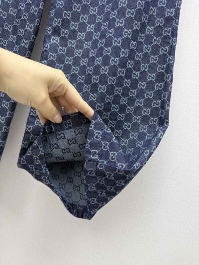 Gucci Jacquard Denim Pants in Navy and White