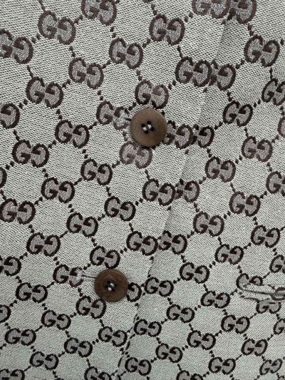 Gucci Jacquard Double-Breasted Blazer in Beige and Brown