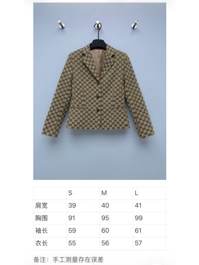 Gucci Jacquard Double-Breasted Blazer in Beige and Brown