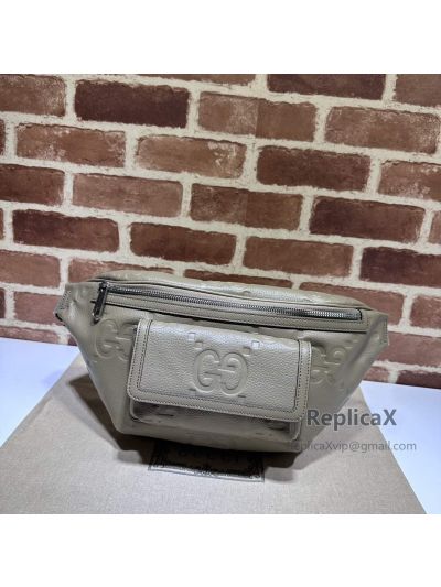 Gucci Jumbo GG Leather Belt Bag in Gray 645093