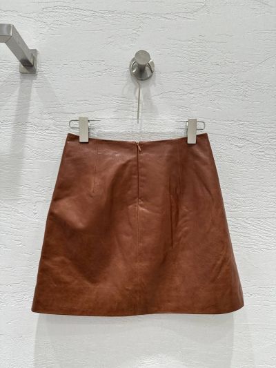 Gucci Lambskin Button-Front Skirt in Brown