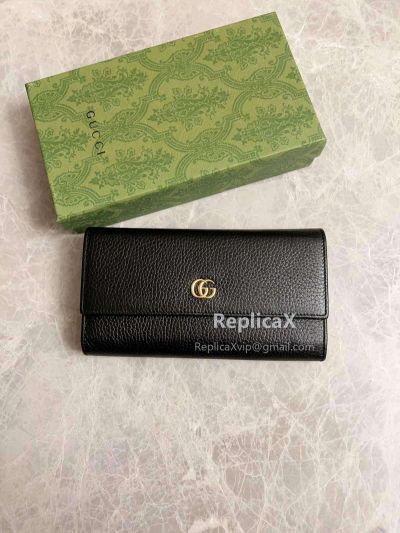 Gucci Leather Continental Wallet Black 456116 620777
