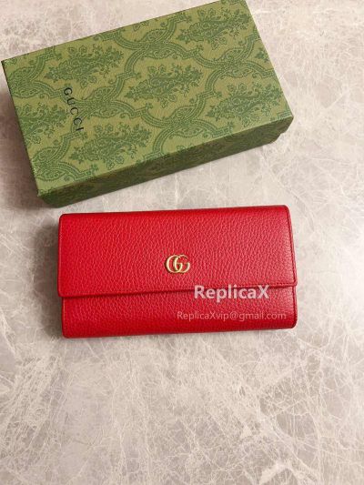 Gucci Leather Continental Wallet Red 456116