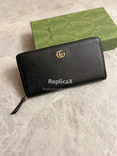 Gucci Leather Zip Around Wallet Black 456117 620780