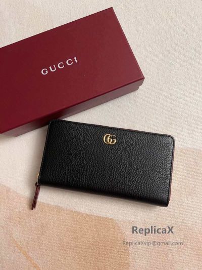 Gucci Leather Zip Around Wallet Black 456117 620781