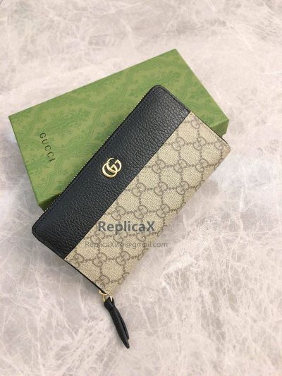 Gucci Leather Zip Around Wallet Black 456117 620782