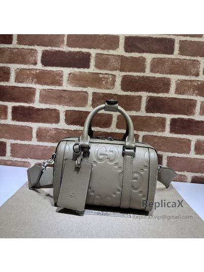 Gucci Light Green Jumbo GG Embossed Leather Duffle Shoulder 725292