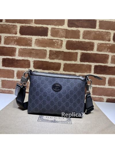 Gucci Messenger Bag with Interlocking G Black Ebony GG Canvas 760021