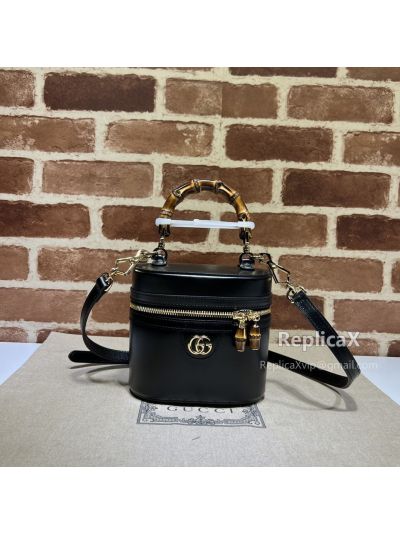 Gucci Mini Bamboo Shoulder Bag Black Leather 760200 621142