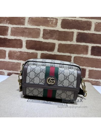Gucci Ophidia GG Mini Shoulder Bag Blue and Ebony GG Supreme Canvas 746308 620872