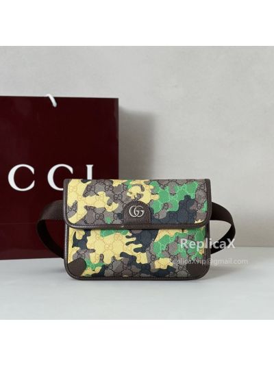 Gucci Ophidia GG Small Belt Bag Beige and Ebony GG Supreme Canvas 752597 620793