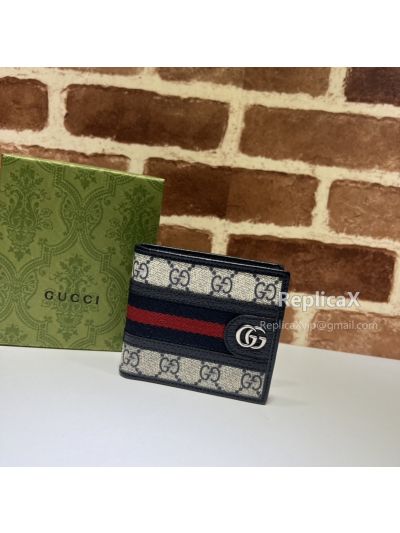 Gucci Ophidia GG Wallet in Beige, Navy and Red 597606