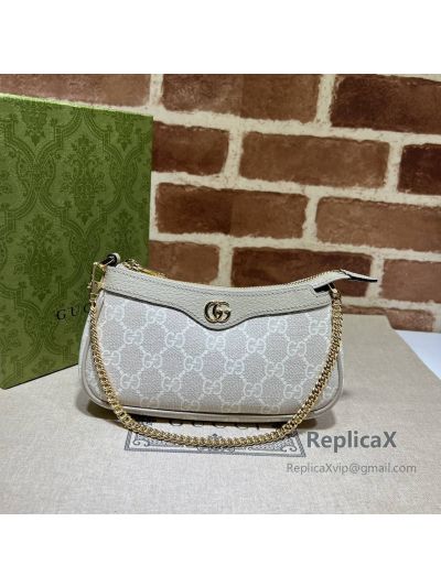 Gucci Ophidia Mini Chain Top Handle Bag White GG Supreme Canvas 764960