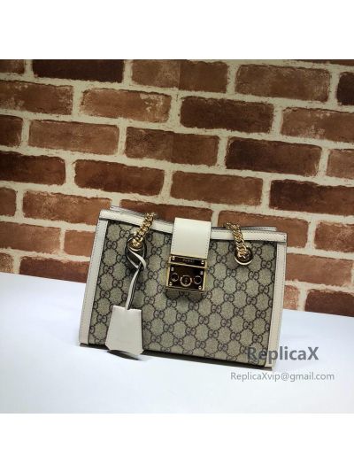Gucci Padlock Small GG Shoulder Bag in Brown and White 498156