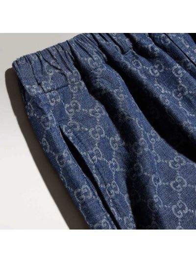 Gucci Pleated Monogram Shorts in Navy