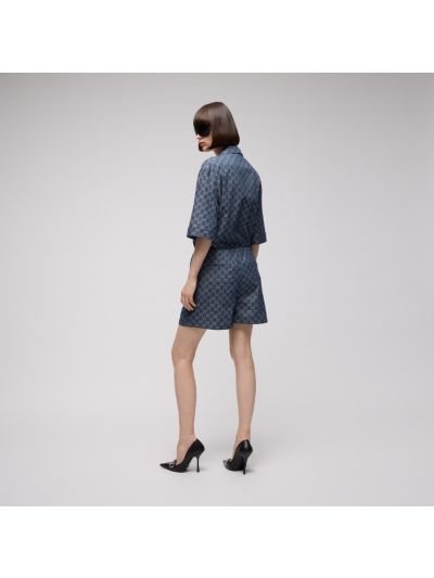 Gucci Pleated Monogram Shorts in Navy