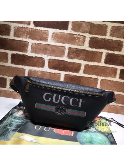 Gucci Print Leather Belt Bag Black 493869 620877