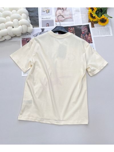 Gucci Short Sleeve Crew Neck T-Shirt in Beige