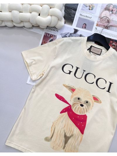 Gucci Short Sleeve Crew Neck T-Shirt in Beige