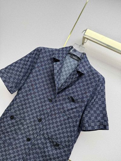 Gucci Short Sleeve Denim Blazer in Navy