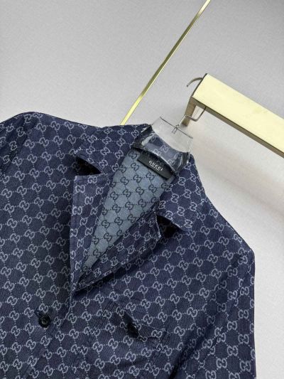 Gucci Short Sleeve Denim Blazer in Navy