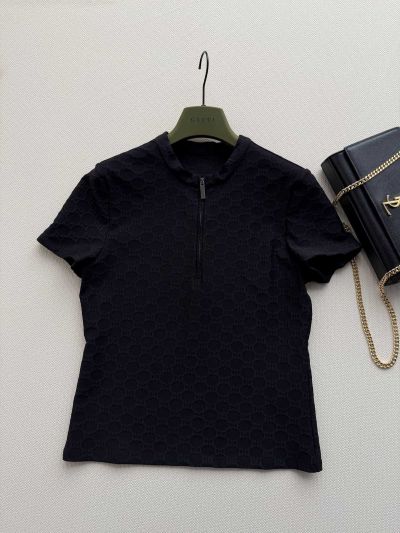 Gucci Short Sleeve Denim Pants in Navy