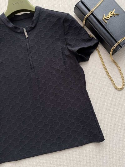 Gucci Short Sleeve Denim Pants in Navy