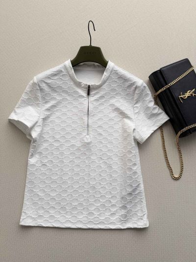 Gucci Short Sleeve Denim Pants in White