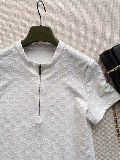 Gucci Short Sleeve Denim Pants in White