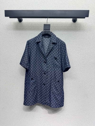 Gucci Short Sleeve Denim Shirt in Navy
