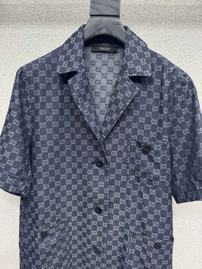 Gucci Short Sleeve Denim Shirt in Navy