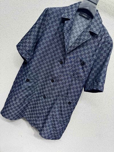 Gucci Short Sleeve Denim Shirt in Navy