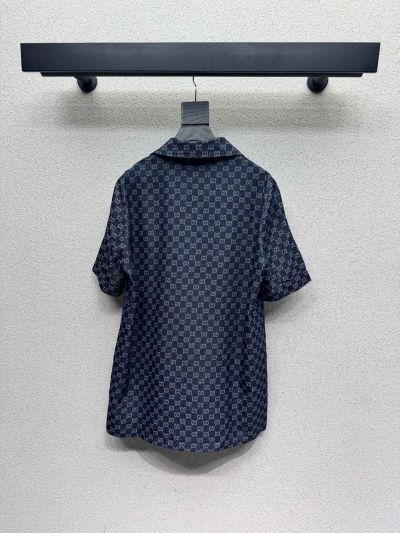Gucci Short Sleeve Denim Shirt in Navy